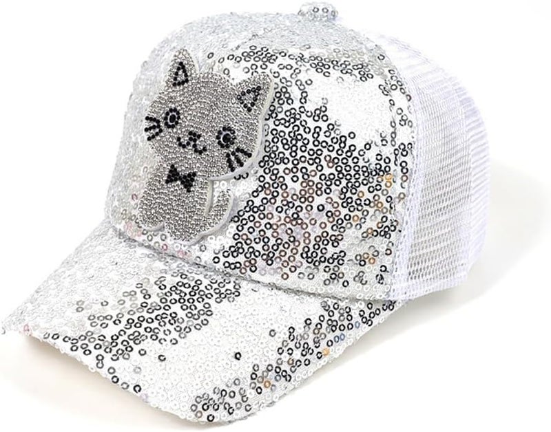 Dot Kids Cat Ear Baseball Cap Girls Cute Kitty Adjustable Snapback Trucker Hat for Summer Sport Travel Hiking 2-15Y - Image 1